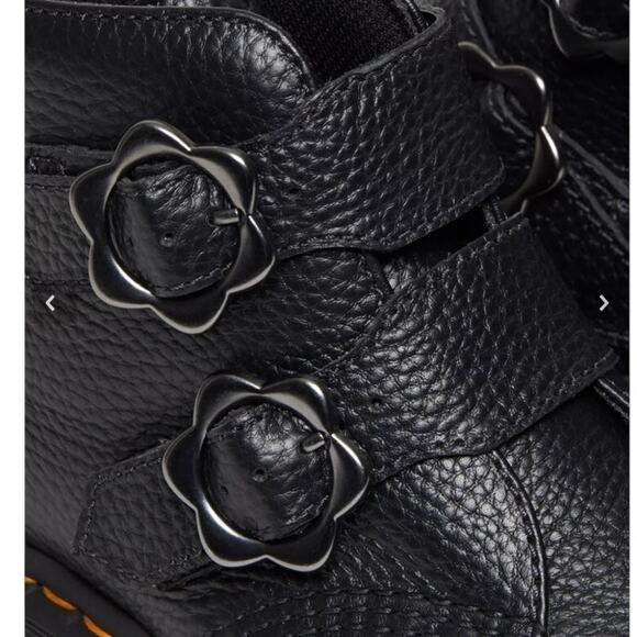 Dr. Martens DEVON FLOWER BUCKLE LEATHER PLATFORM BOOTS NWOT - Picture 6 of 9